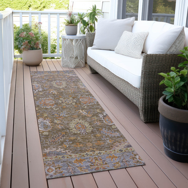 Tapis intérieur / extérieur lavable à la machine Xhevrie, Tapis de couloir 2 pi 3 po x 7 pi 6 po