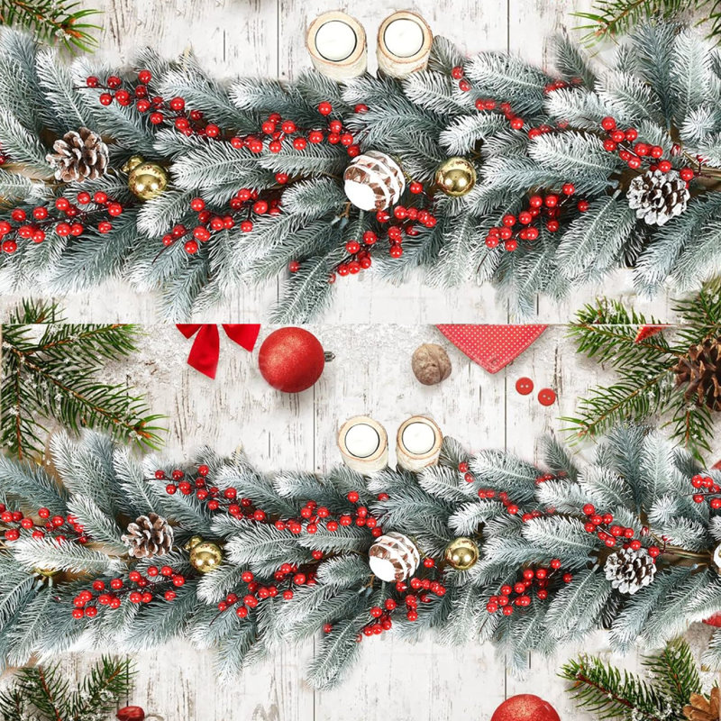 4 Pack 5.9Ft Christmas Garland, Artificial Pine Garland for Indoor Outdoor Holiday Decorations, Fireplace Mantel, Stair Rail, Porch, Wall, Home Party Décor (4 Pack x 6 Feet)