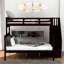 Lit superposé simple au-dessus de double avec rangement et garde-corps pour chambre à coucher, couleur espresso-1518175048