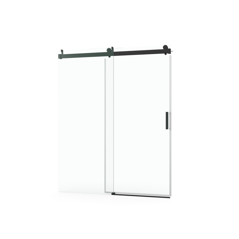Porte de douche H 76 po x l 56 à 60 po. Verre trempé de 3/8 po. Noir mat. Solution idéale pour une porte de salle de bain, verre, noir, sortie facile à nettoyer
