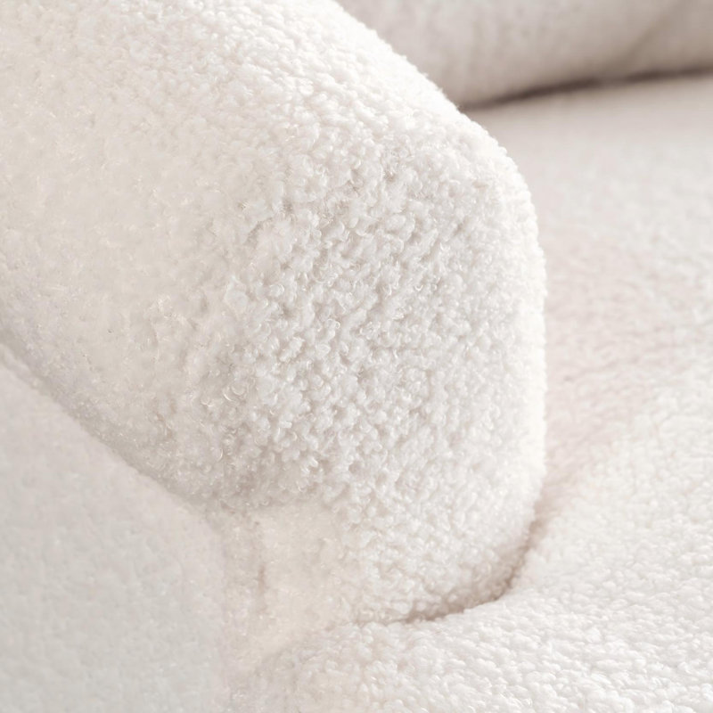Ensemble de fauteuil pivotant avec repose-pieds, Molleton pelucheux blanc