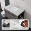 Meuble-lavabo flottant avec comptoir en marbre de culture et portes à fermeture en douceur-1787532351