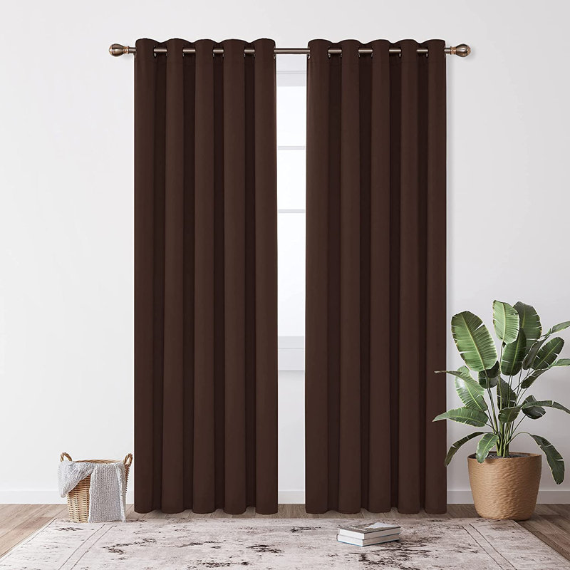 Blackout French Door Curtain Pair, Chocolate, 168 W x 229 D cm