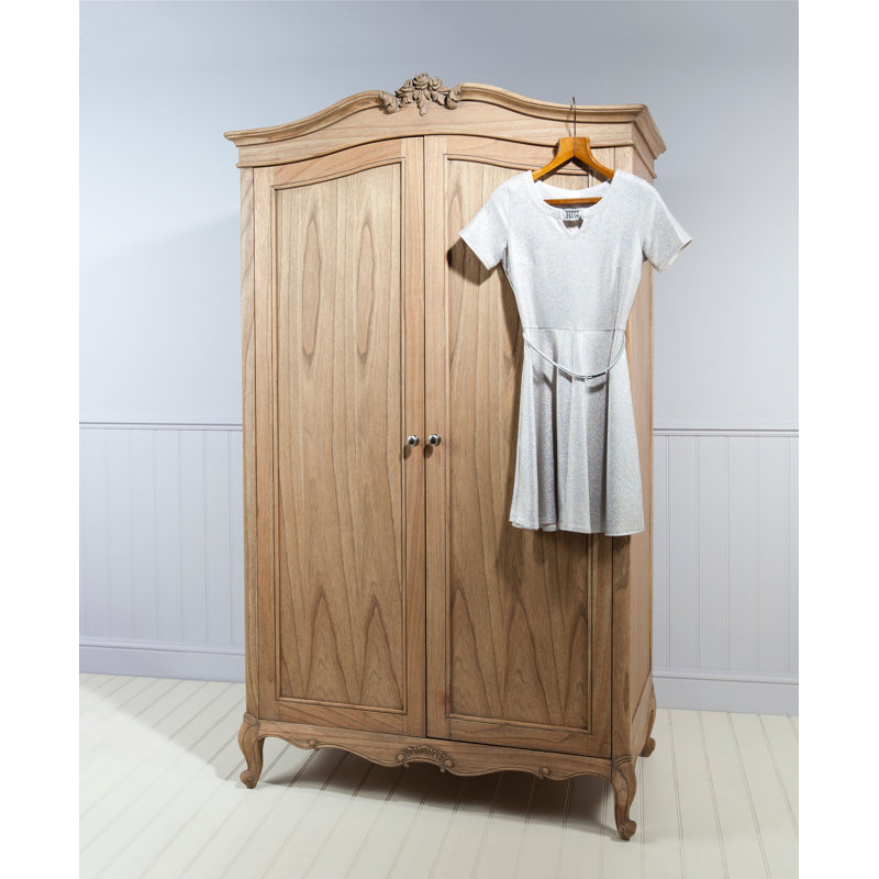 Cecilia 2 Door Solid Wood Wardrobe, Weathered
