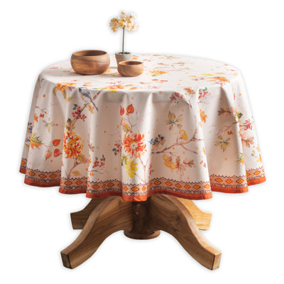 Floral 100% Cotton Round Tablecloth