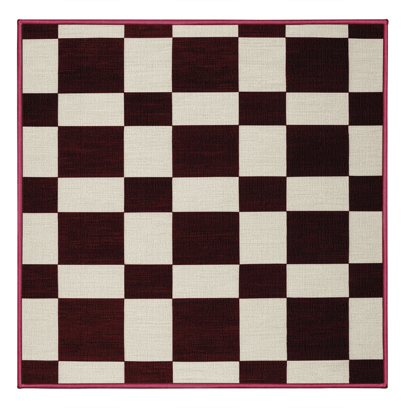 Tapis rouge à carreaux lavable à la machine, Carré 4 pi