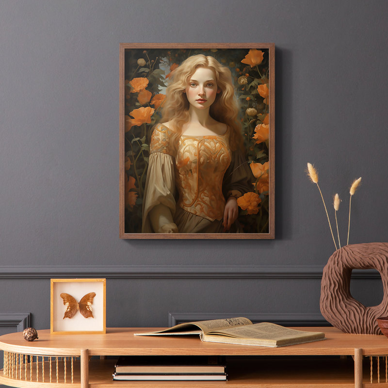 «WOMEN Series DII» - reproduction encadrée de qualité supérieure - prête à être accrochée - aucun clou requis, Noyer