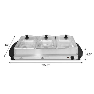 Plat de chauffe-vaisselle électrique 2,5 qt buffet en acier inoxydable