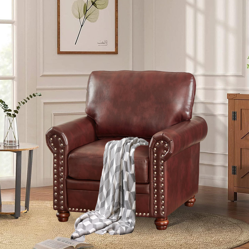 Carowyn Faux Leather Armchair, Burgundy Faux Leather