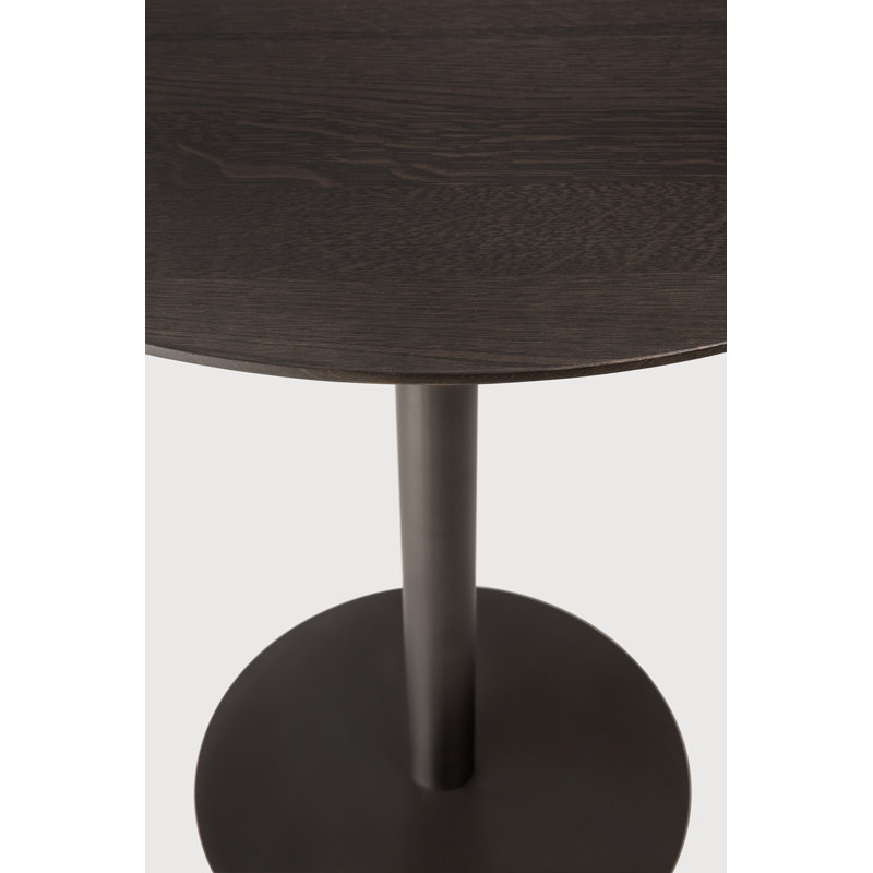 Blend dining table - varnished oak top - brown - Dark Bronze base - round 70/70/76, Brown, 30"H x 27.5"L x 27.5"W
