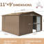 Remise utilitaire d'extérieur en acier galvanisé, fenêtres de 11 pi x 9 pi, porte verrouillable, 630 pi³, remise à outils avec cadre de rangement brun, porte et 630 pi³ Grande capacité