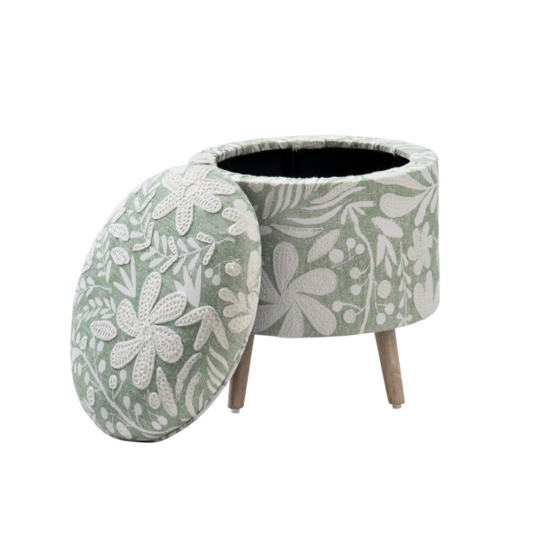 Repose-pieds rond avec rangement Artisan H 17 ", Vert