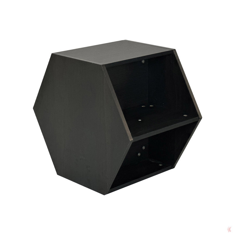 Hexagonal Coffee Table Side Table Nightstand, Black Brown
