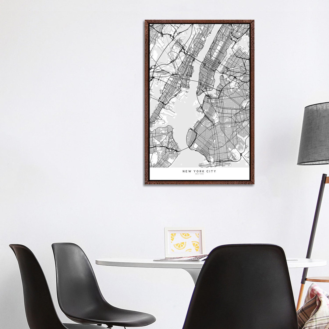 Skandinavischer Stil Karte von New York City von Blursbyai - Galerie-verpackte Leinwand Giclée