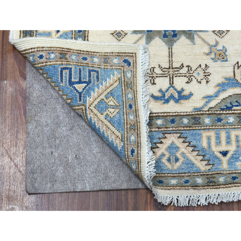 Tapis de couloir de style ivoire 2 pi 9 po x 9 pi 7 po noué à la main new age kazak tapis décoratif