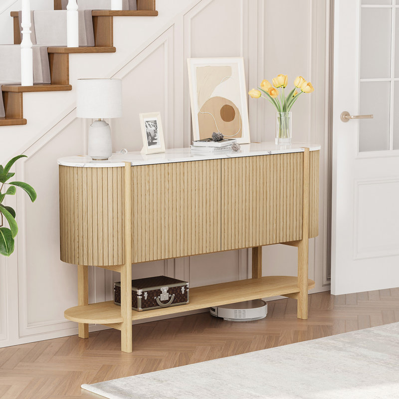 Console de 53,5 po avec plateau en marbre, Noir