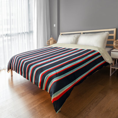 Housse de couette en microfibre bleu marine / rouge 