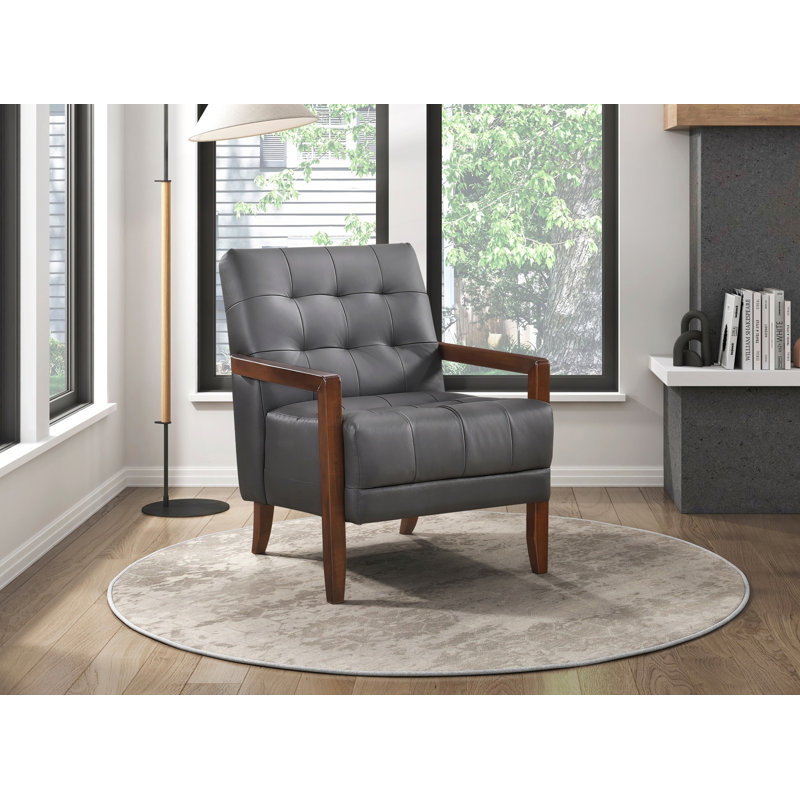 Fauteuil d'appoint rembourré de style moderne, fauteuil confortable, Gris foncé