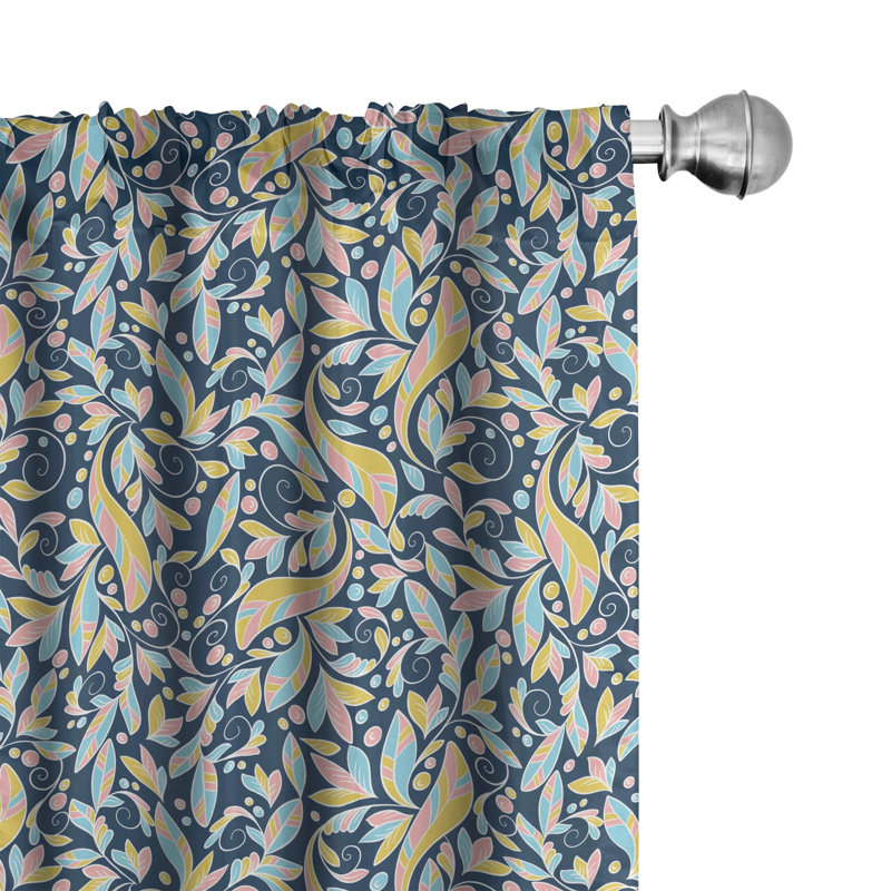 Botanical Floral Semi-Sheer Rod Pocket Curtain Panels, 28" x 84"