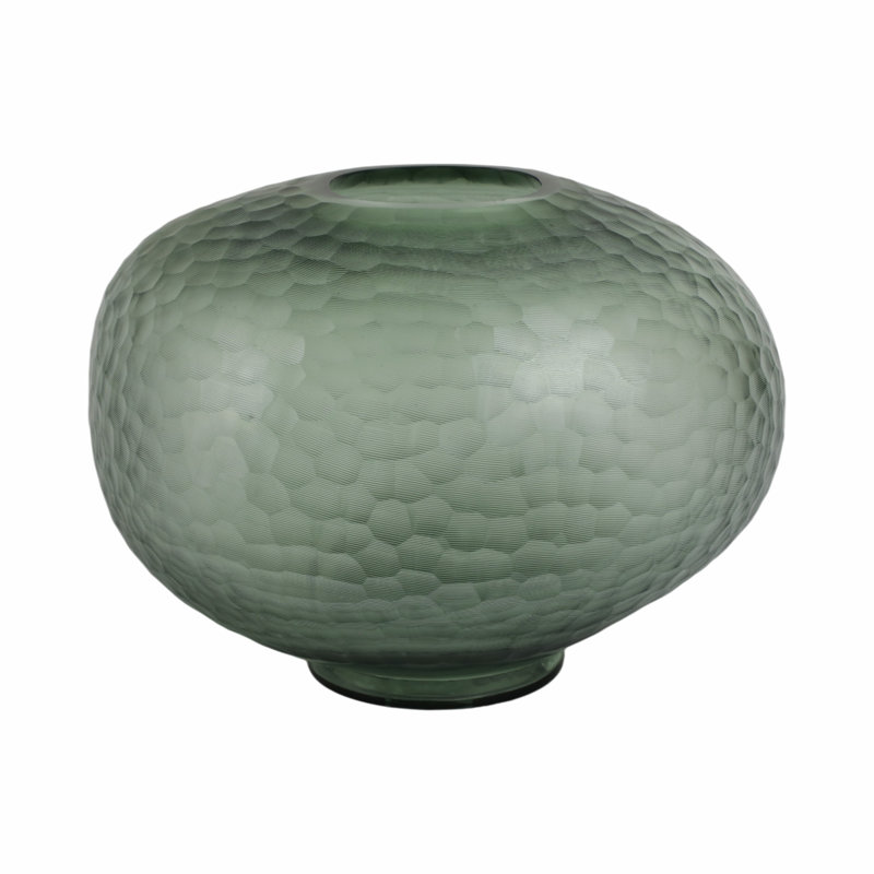  Paride Large Green Glass Vase, Overall Height - 10"