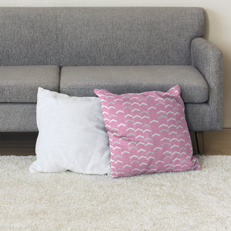 Coussin Rhonda, 40 po x 40 po, Rose/gris, Bourre en polyester