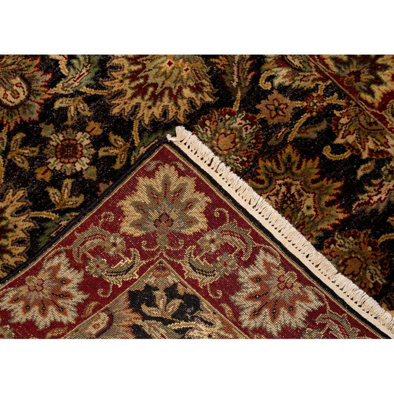 Tapis noir et rouge de haute qualité noué à la main