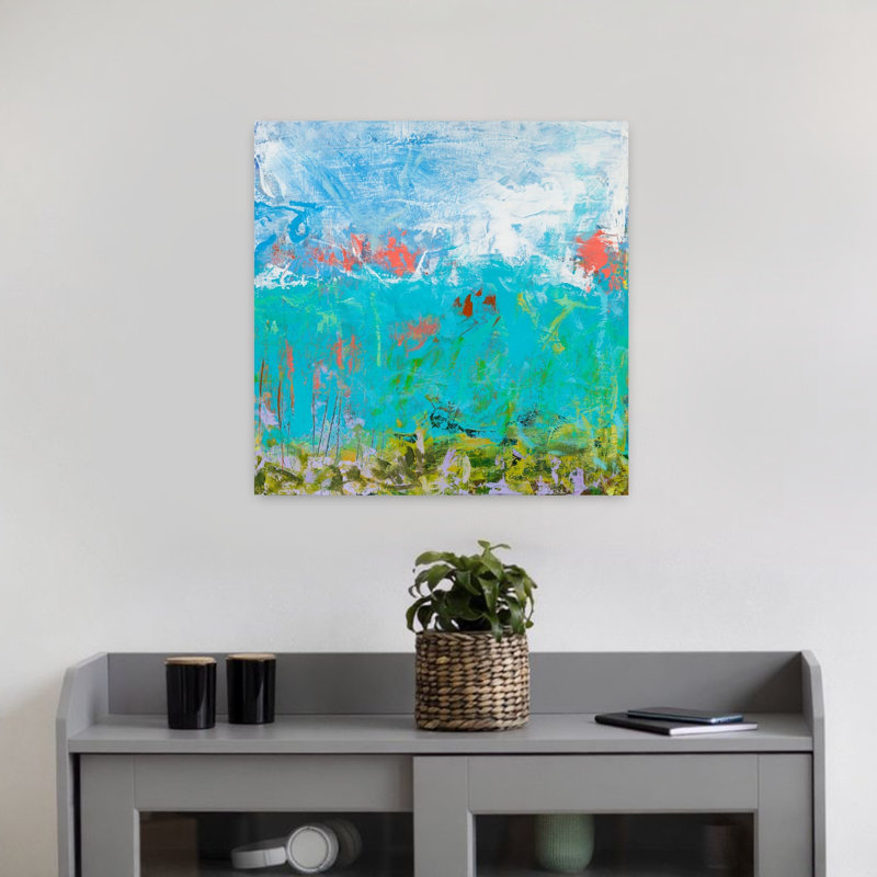 Cerulean Escapes II, art abstrait contemporain, H 18 po x l 18 po