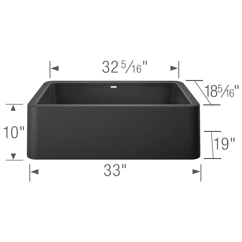 Ikon SILGRANIT 33" Single Bowl Apron-Front Farmhouse Sink, Anthracite