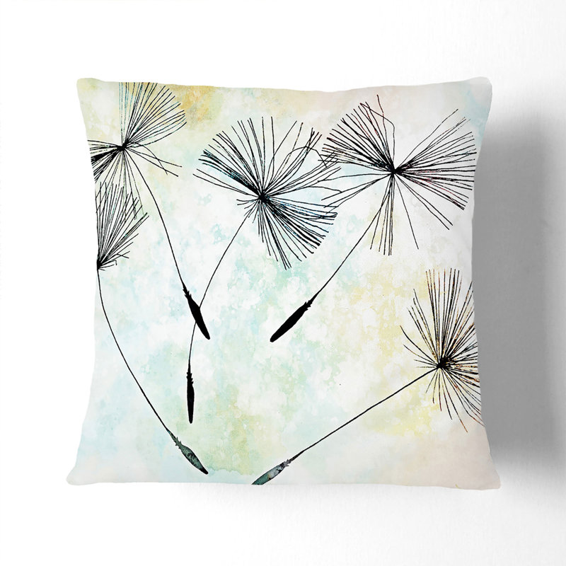Dandelion Seeds In Abstract Square Throw Cushion, 55cm H x 55cm W x 20cm D, Stone