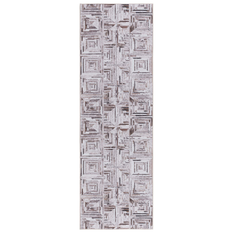 Faux Hide Performance Machine Washable Geometric Rug, Runner 2'6" x 8'