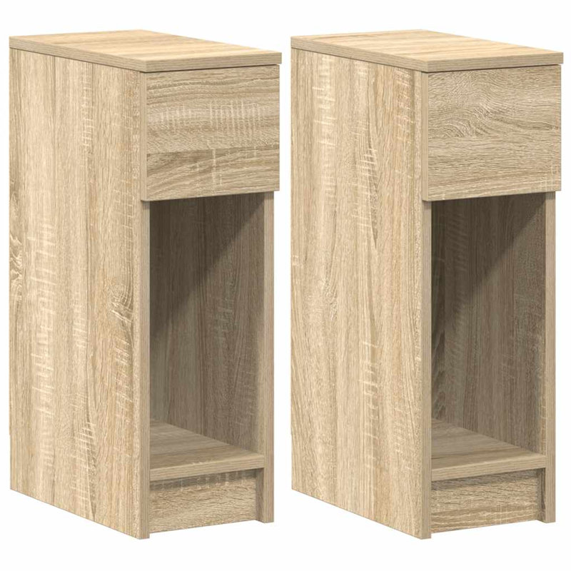 Cornelio 20cm W Manufactured Wood Bedside Table, Set of 2, Sonoma Oak