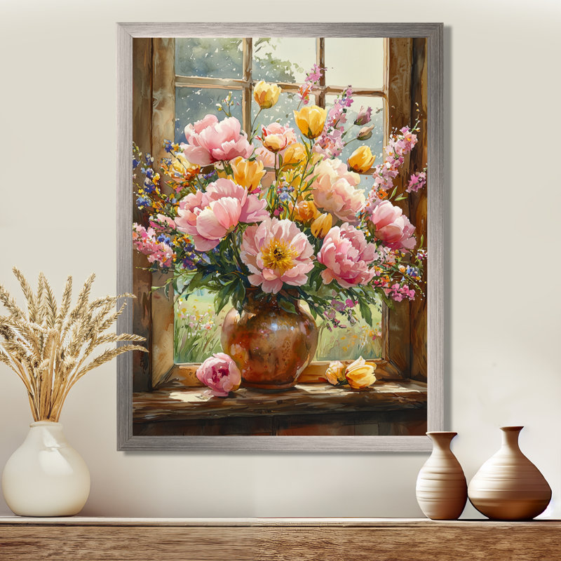 Alberty - décoration murale florale, Argent argent, H 32 po x l 24 po, Reproduction encadrée d'une seule photo