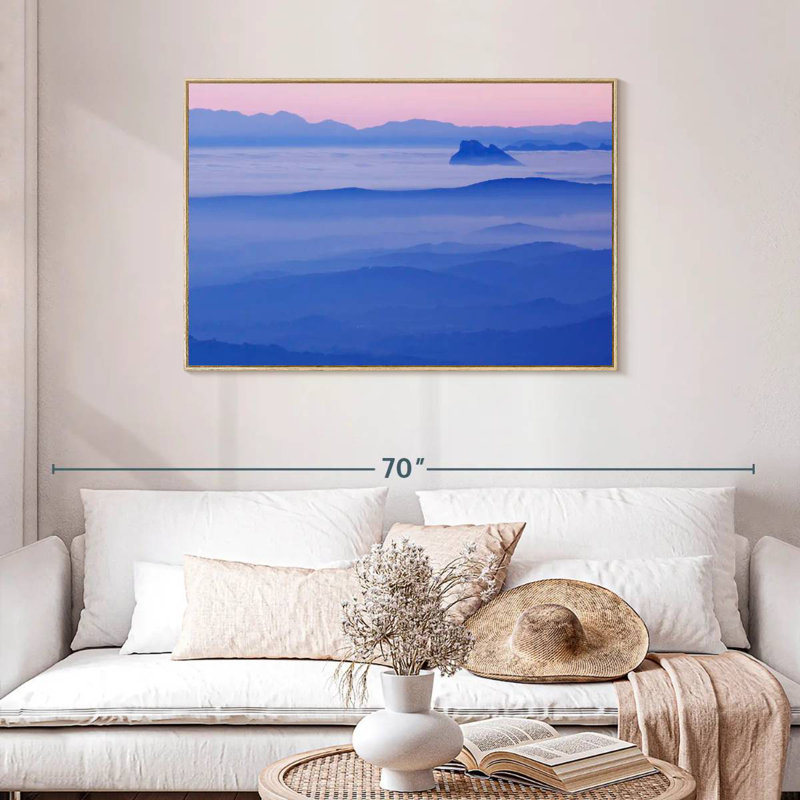 Mountain Cloudscape, Floating Frame Natural Wood, 43" X 29"
