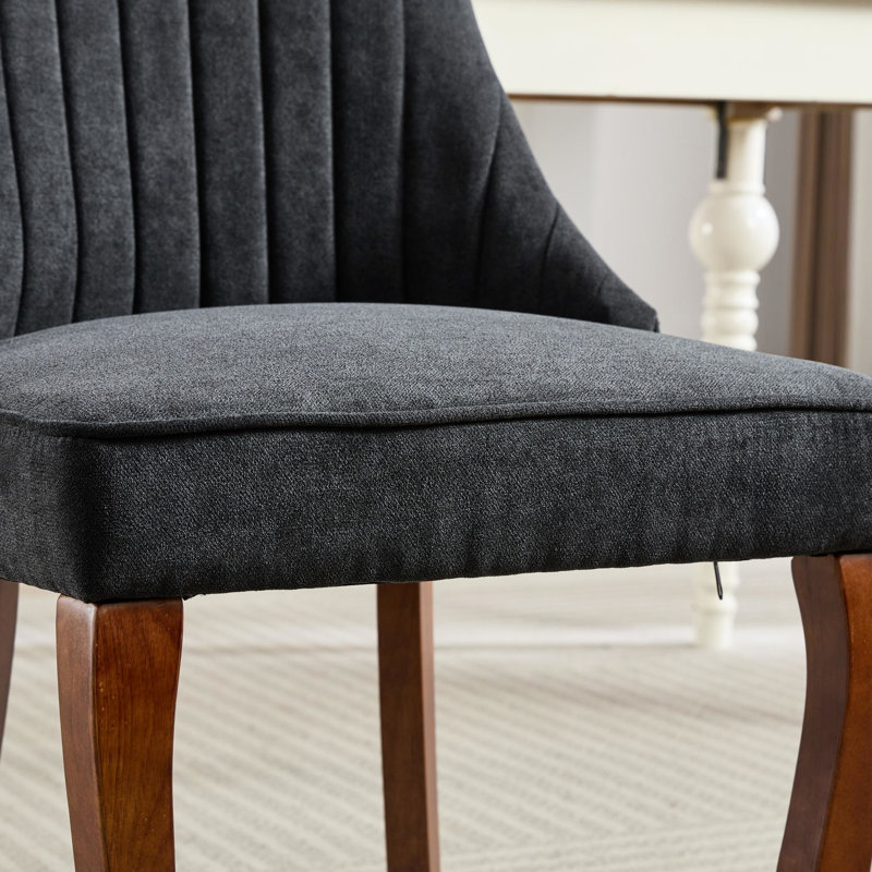 2-Rayon Cloth Black Dining Chairs, High Back Support For Unbeatable Seating Comfort, Curved Solid Wood Legs Sw1847bk Rayon Chair Of 2, Unparalleled