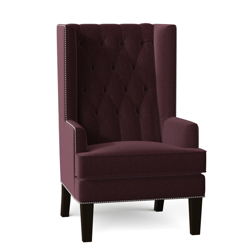 Searle Upholstered Wingback Chair, Key Aubergine, Natural