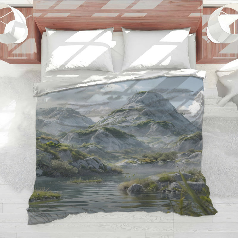 Mountain River Landscape Comforter, Twin