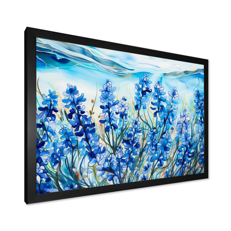 «Calming Blue Bonnets Floral Field II», impressions sur toile de champ de fleurs, H 34 po x l 44 po x P 0,5 po