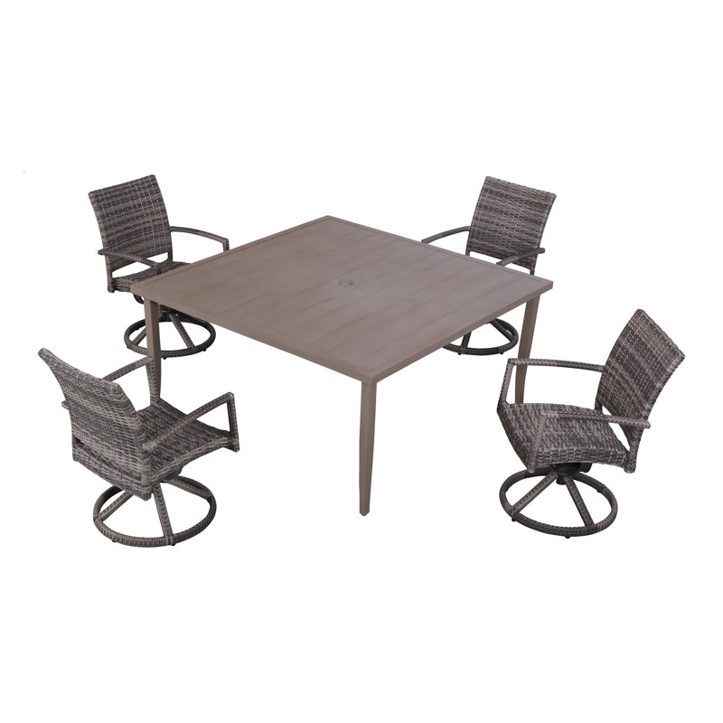 Abidur 4 - Person Wicker Patio Dining Set with Square Table, 31" H x 60" W x 60" L