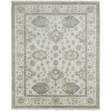 Lillie Hand Knotted Wool Oriental Area Rug in Ivory