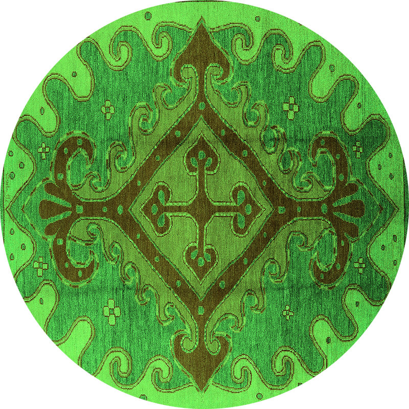 Harender Washable Oriental Indoor Rug, Round 7'