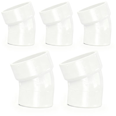 Coude 6 po 22,5 ° PVC blanc 6 po, coude 22,5 po, raccord de plomberie Hub x Spigot pour système de drainage, d'évacuation et d'évacuation, (paquet de 5)