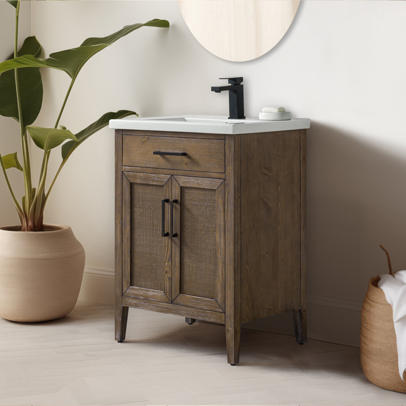 Ensemble de meuble-lavabo simple 24 po Sebastiano, Brun antique