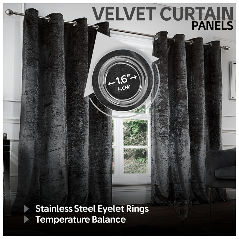 Blackout Curtain, 229cm Width x 229cm Drop, Charcoal