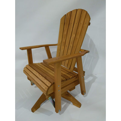Chaise d'extérieur pivotante en bois massif Berthenia, fabriquée Amish