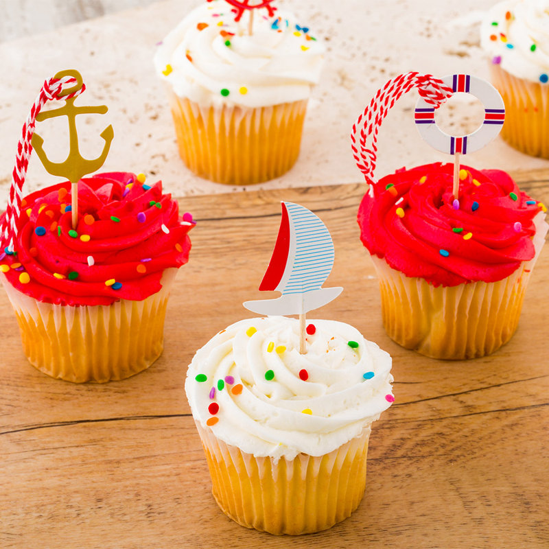 24 Pieces Top Cake Assorted Paper Nautical Cake Topper