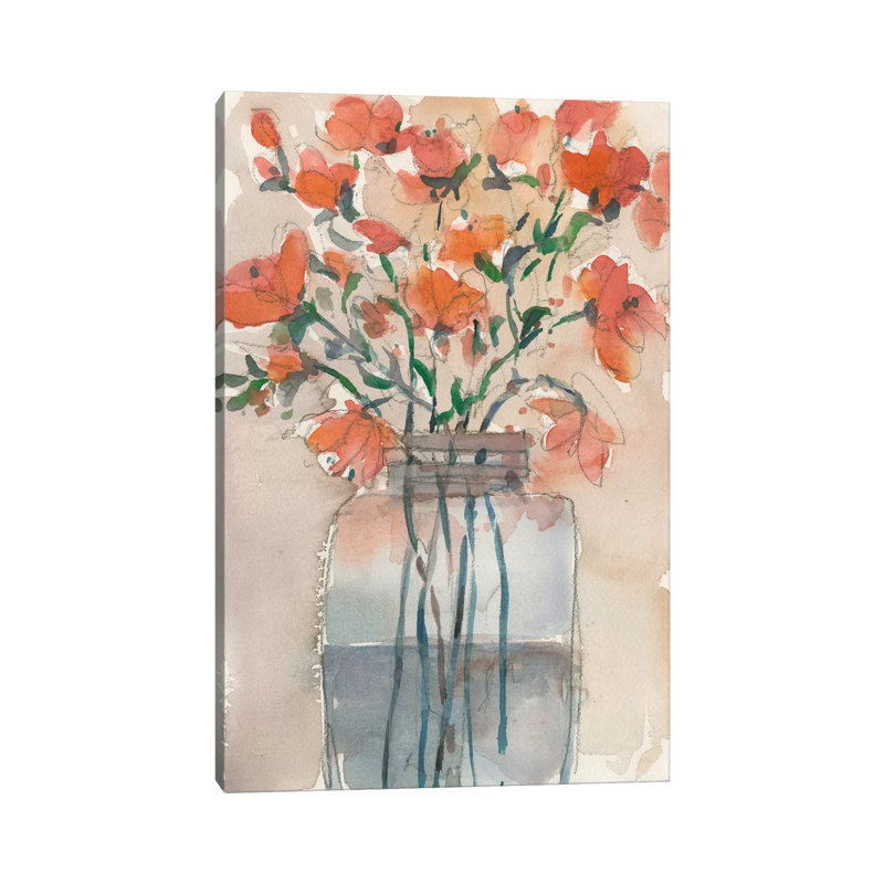 Fleurs dans un pot II, H 12 po x l 8 po x P 0,75 po