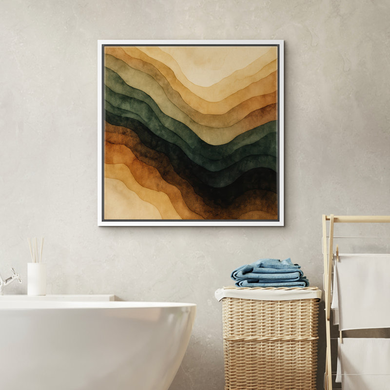 Reproduction d'art abstrait sur toile encadrée pour décoration intérieure moderne, H 16 po x l 16 po, Blanc