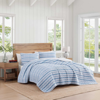 Tommy Hilfiger Dreamy Plaid Cotton Blue Quilt Set
