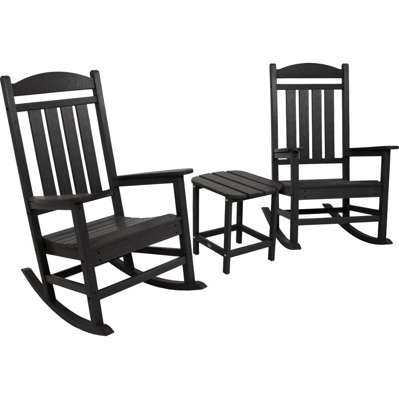 POLYWOOD Presidential Rocker 3-Piece Set, Black