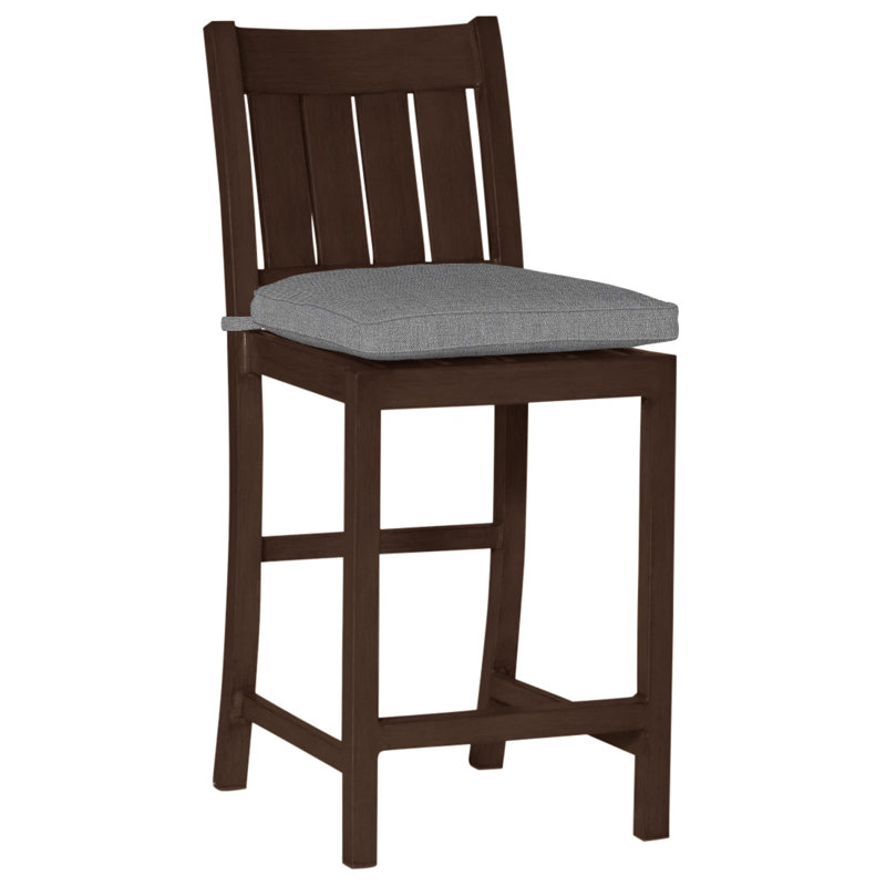 Club 24" Patio Bar Stool with Cushion, No Welt, Mahogany, Verona Mist